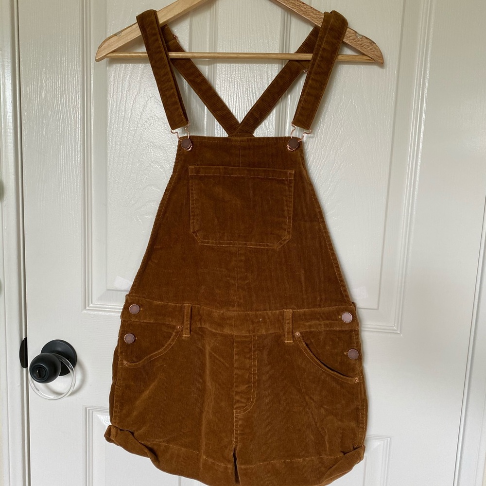 Corduroy Brown Overall Shorts